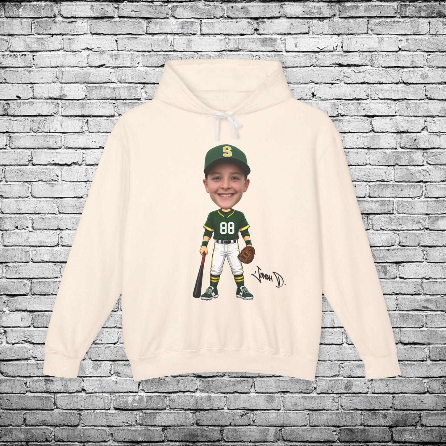 Zone Baseball Jonah Jonah (Light Skin Tone) Custom Caricature Hoodie