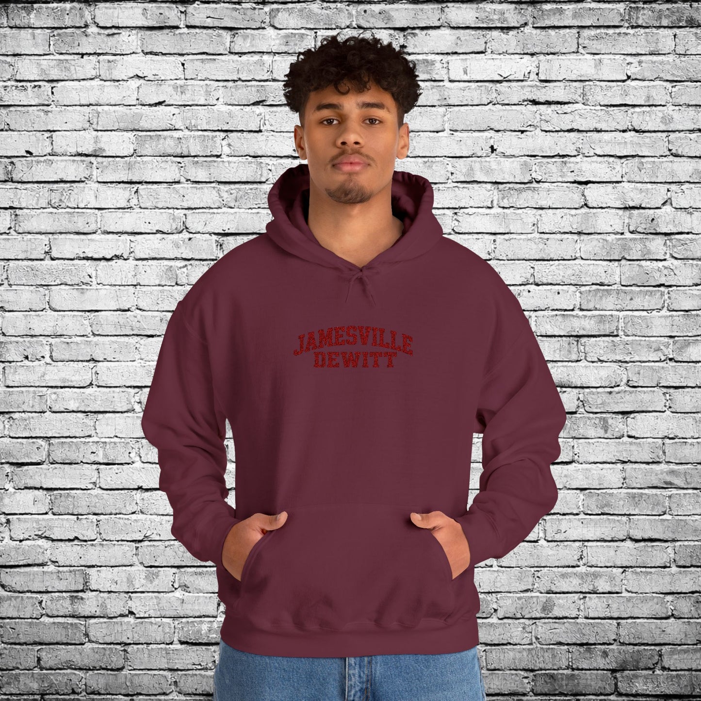 Jamesville Dewitt Red Embroidered Hoodie