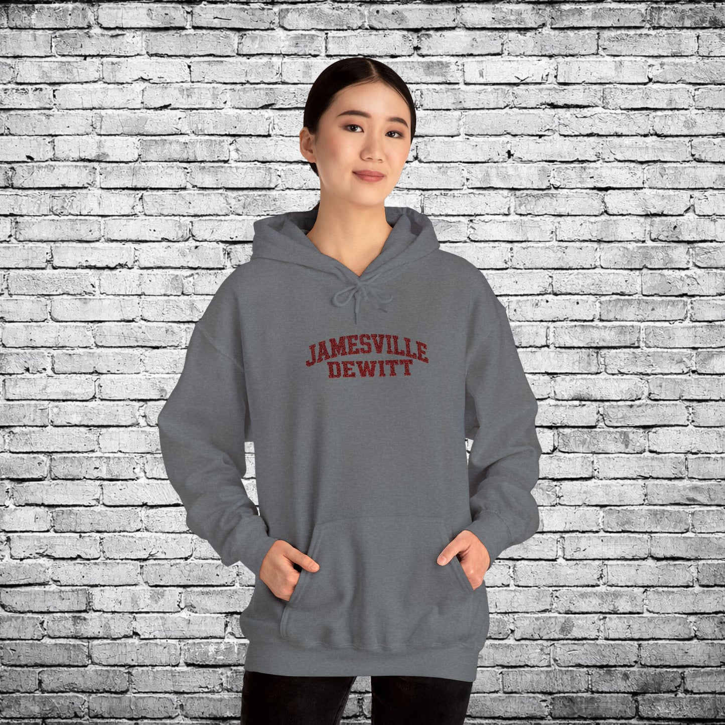 Jamesville Dewitt Red Embroidered Hoodie