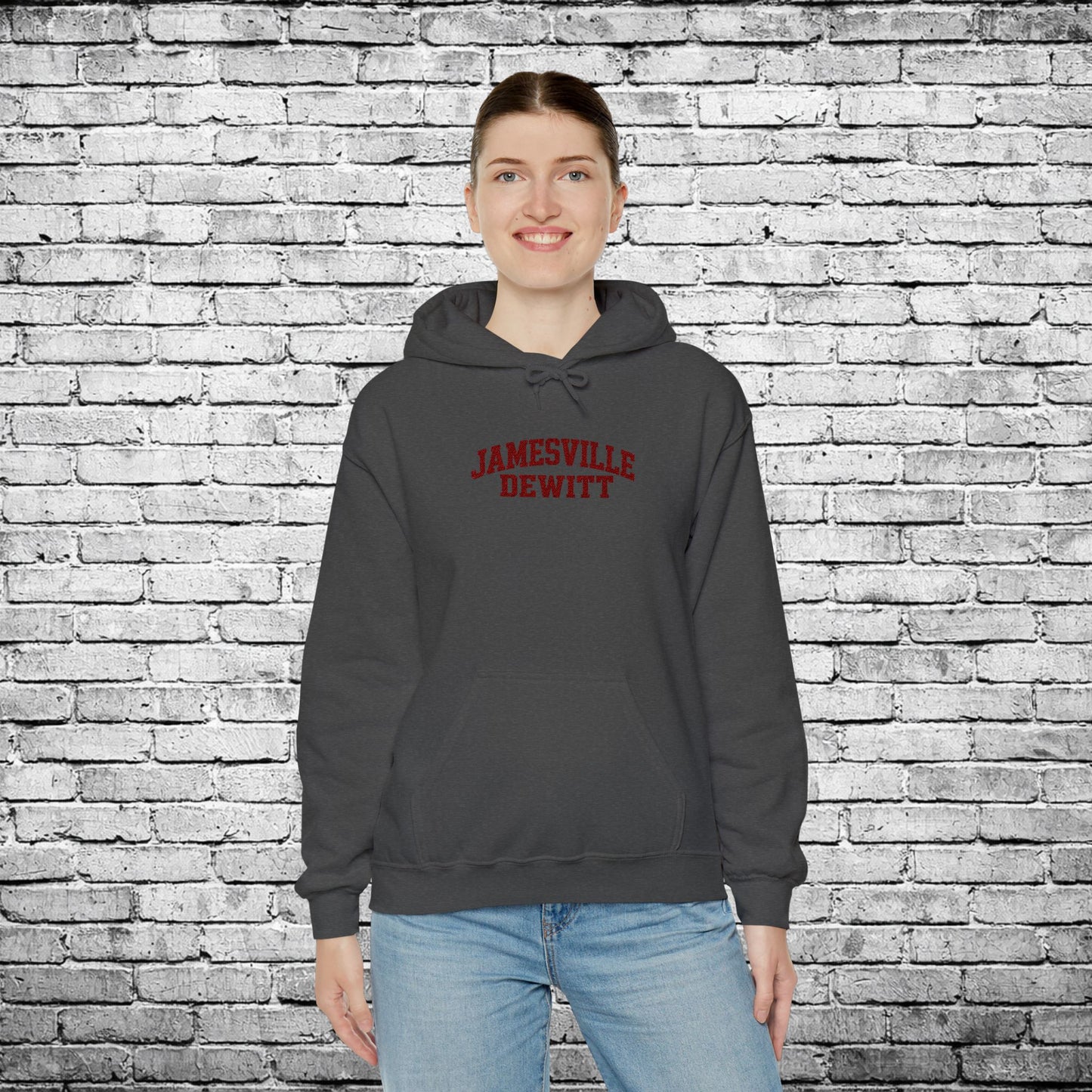 Jamesville Dewitt Red Embroidered Hoodie