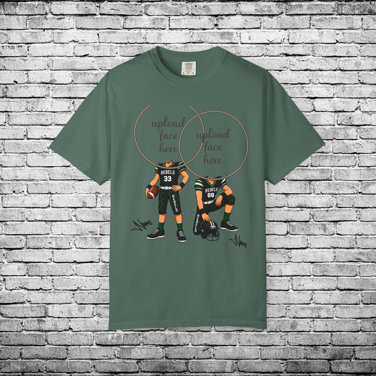 Rebels Football (Light Skin Tone) Two Player Custom Caricature T - Custom Colors Brand