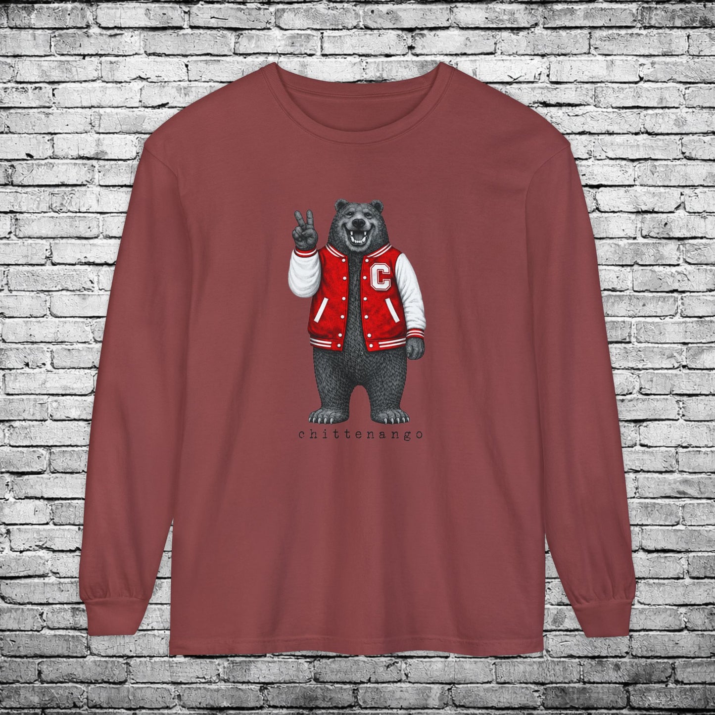Chittenango Peace Bear Long Sleeve T - Comfort Colors Brand