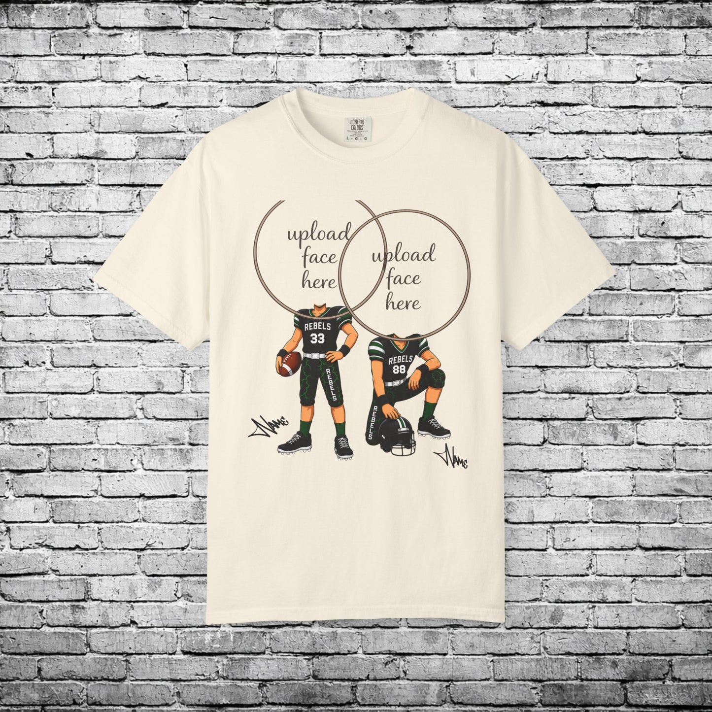 Rebels Football (Light Skin Tone) Two Player Custom Caricature T - Custom Colors Brand