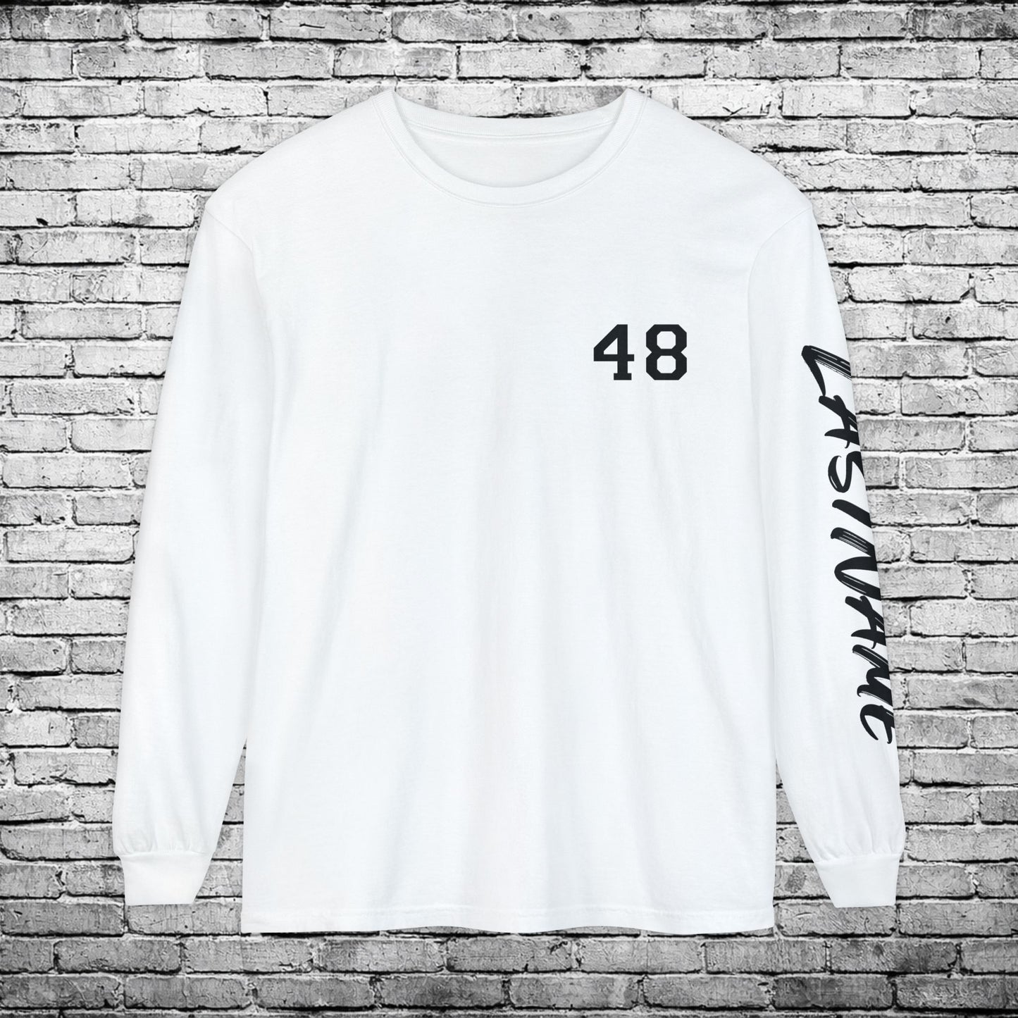 Sports Zone Custom Name and Number (Black & White) Long Sleeve T - Comfort Colors