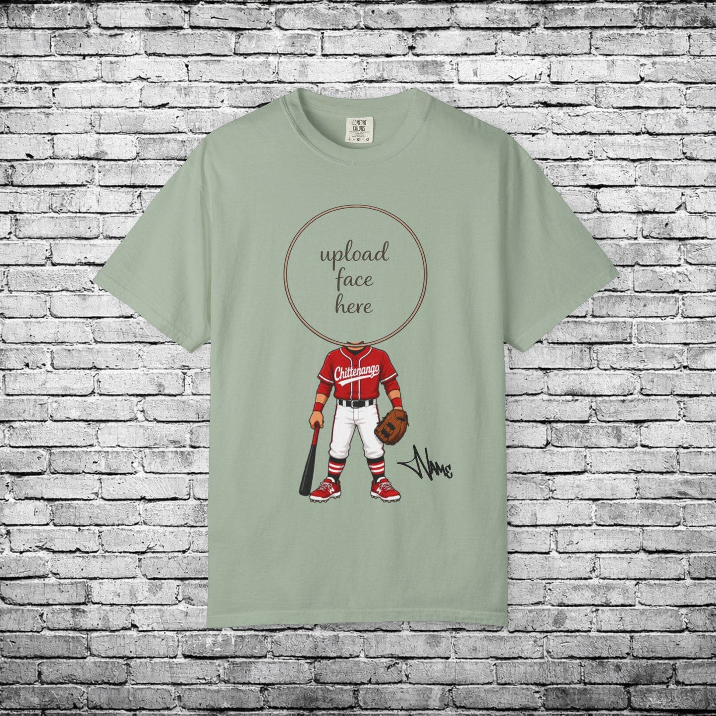 Chittenango Baseball (Medium Skin Tone) Custom Caricature T - Comfort Colors Brand