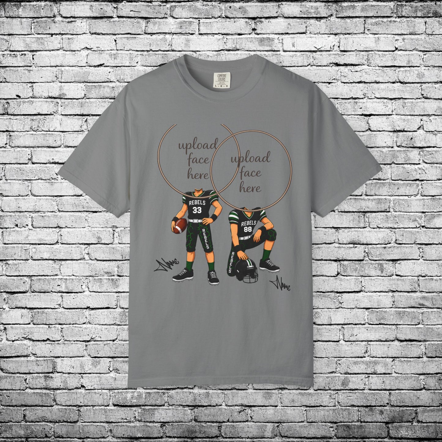 Rebels Football (Light Skin Tone) Two Player Custom Caricature T - Custom Colors Brand