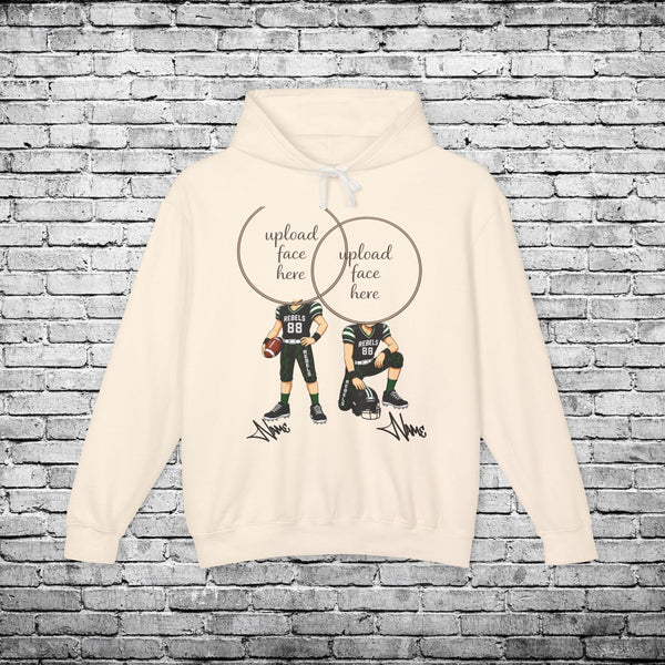 Rebels Football (Light Skin Tone) Two Player Custom Caricature Hoodie - Comfort Colors Brand