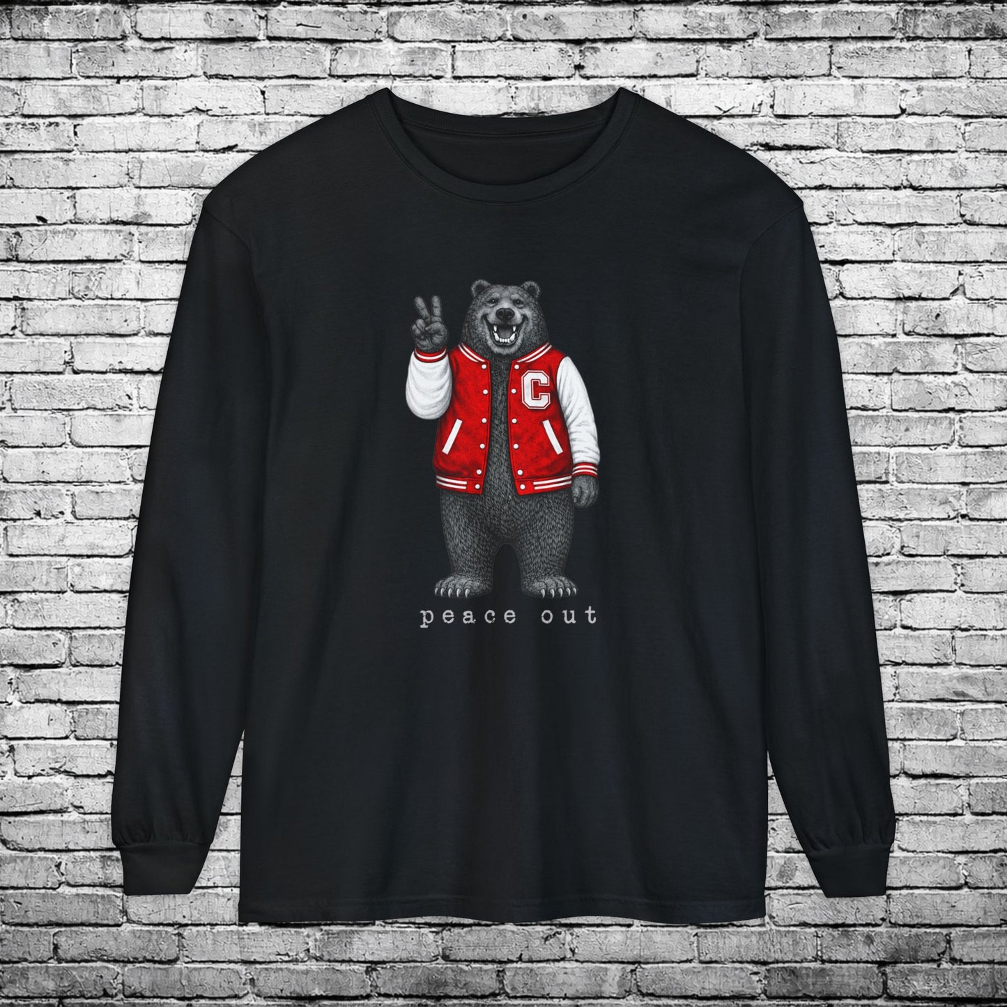 Chittenango Peace Bear Long Sleeve T - Comfort Colors Brand