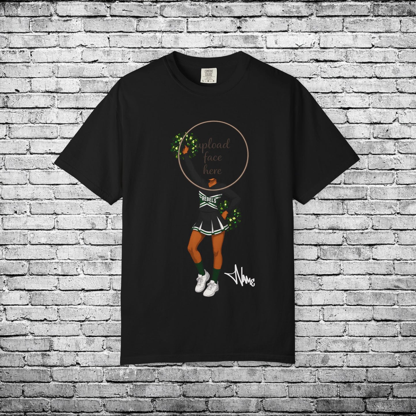 Rebels Cheerleader (Dark Skin Tone) Custom Caricature T - Custom Colors Brand