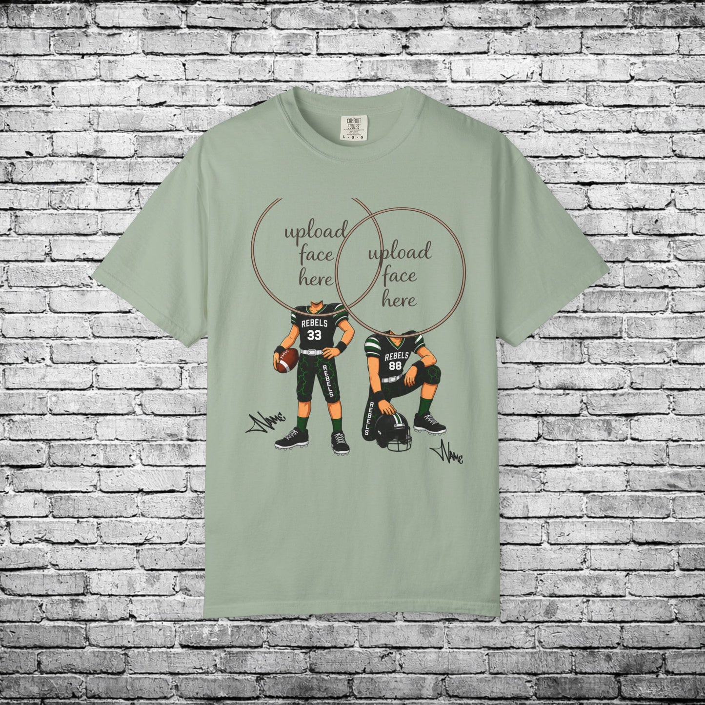 Rebels Football (Light Skin Tone) Two Player Custom Caricature T - Custom Colors Brand