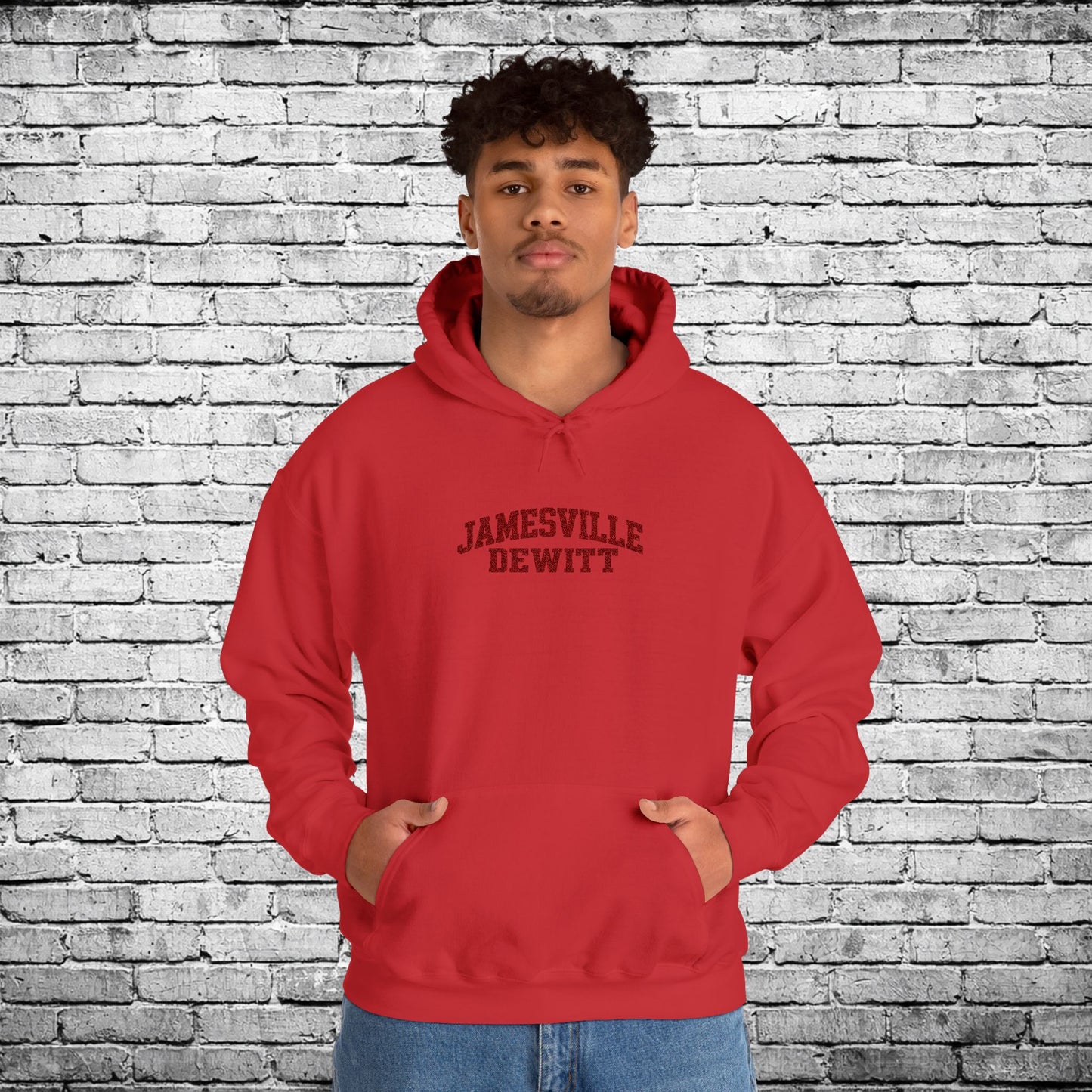 Jamesville Dewitt Red Embroidered Hoodie