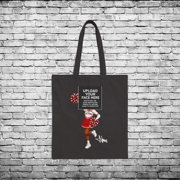 Chittenango Cheerleader (Dark Skin Tone) Custom Caricature Tote Bag - Custom Colors Brand