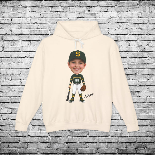 Sports Zone Baseball Custom Caricature Hoodie - Comfort Colors