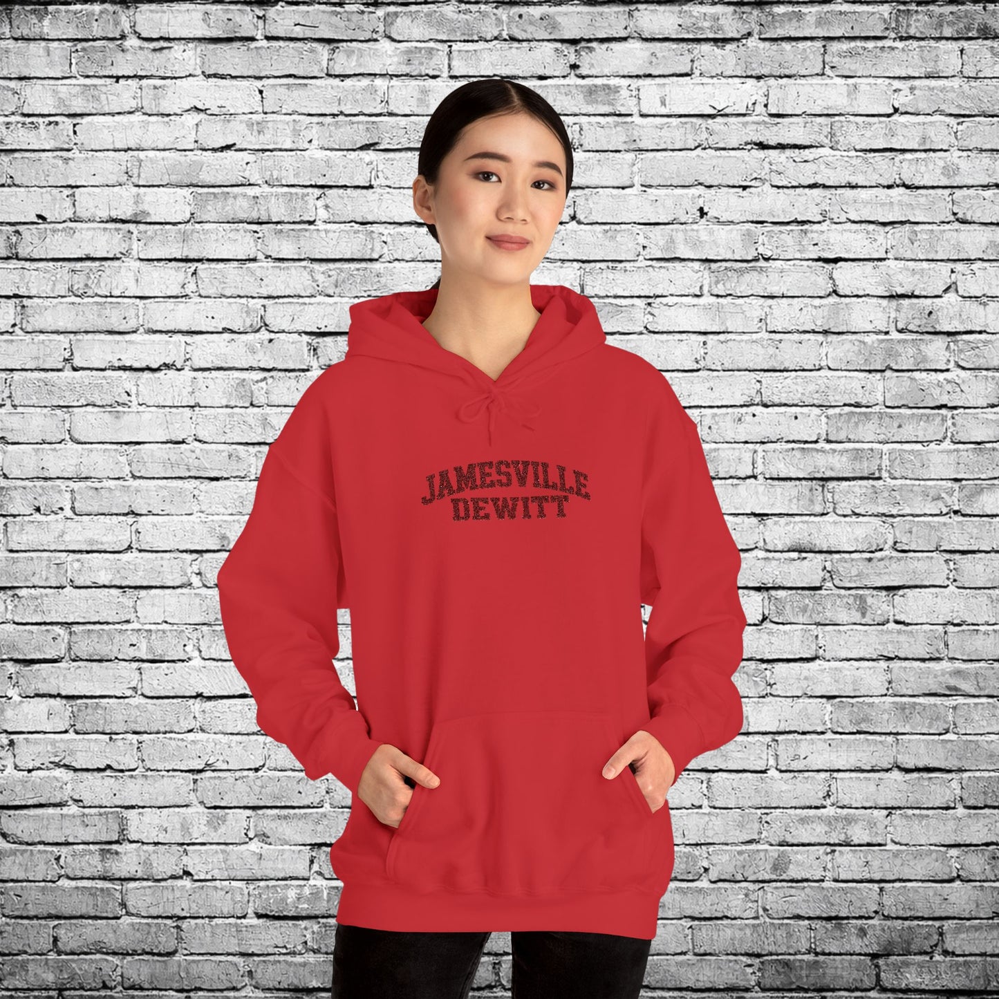 Jamesville Dewitt Red Embroidered Hoodie
