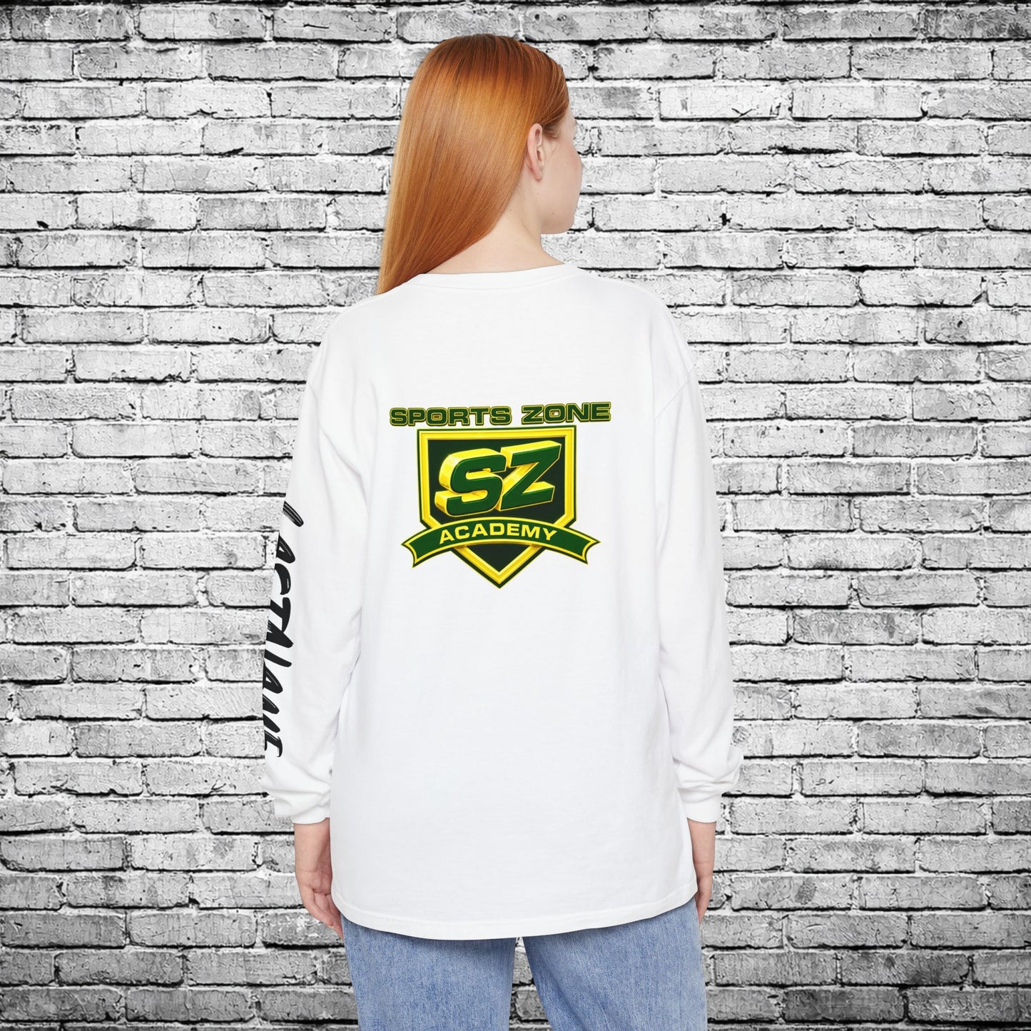 Sports Zone Custom Name and Number (Black & White) Long Sleeve T - Comfort Colors