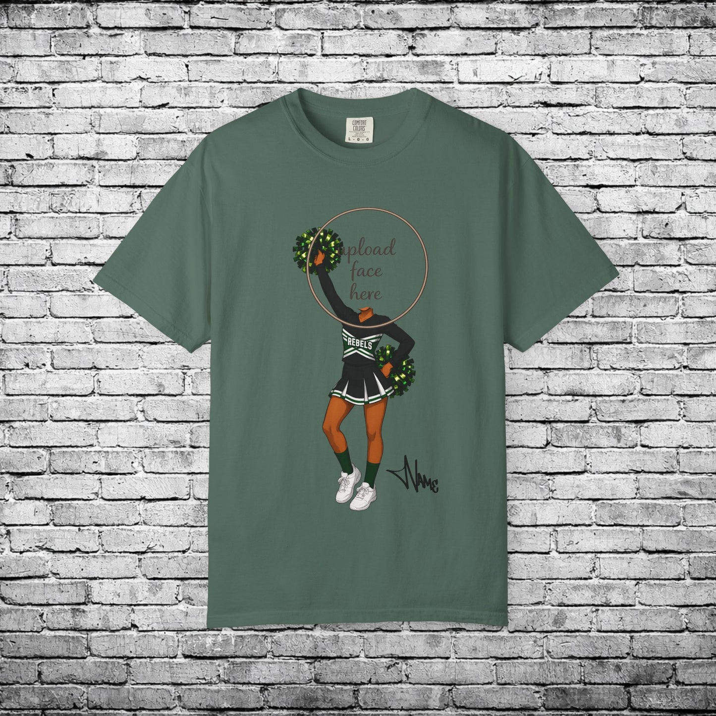 Rebels Cheerleader (Dark Skin Tone) Custom Caricature T - Custom Colors Brand
