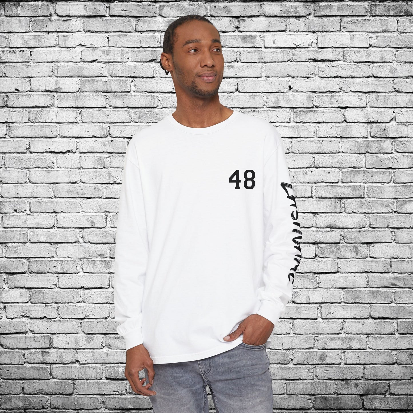 Sports Zone Custom Name and Number (Black & White) Long Sleeve T - Comfort Colors