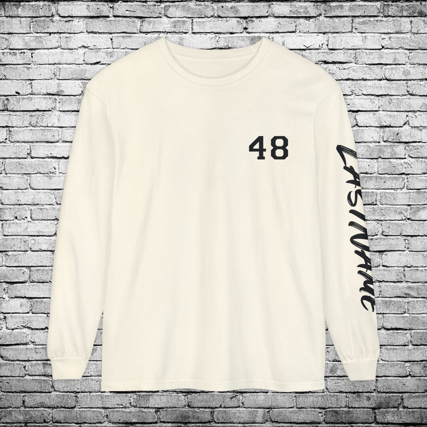 Sports Zone Custom Name and Number (Black & White) Long Sleeve T - Comfort Colors