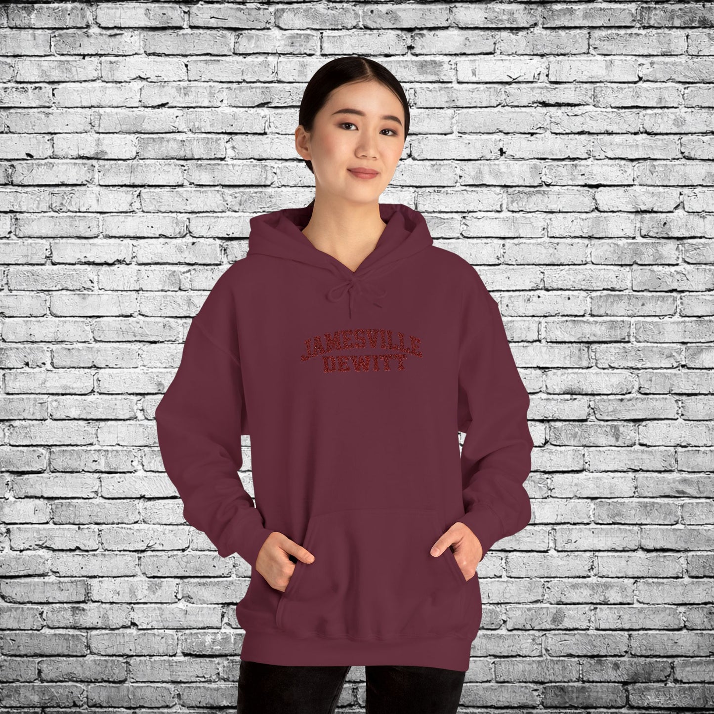 Jamesville Dewitt Red Embroidered Hoodie