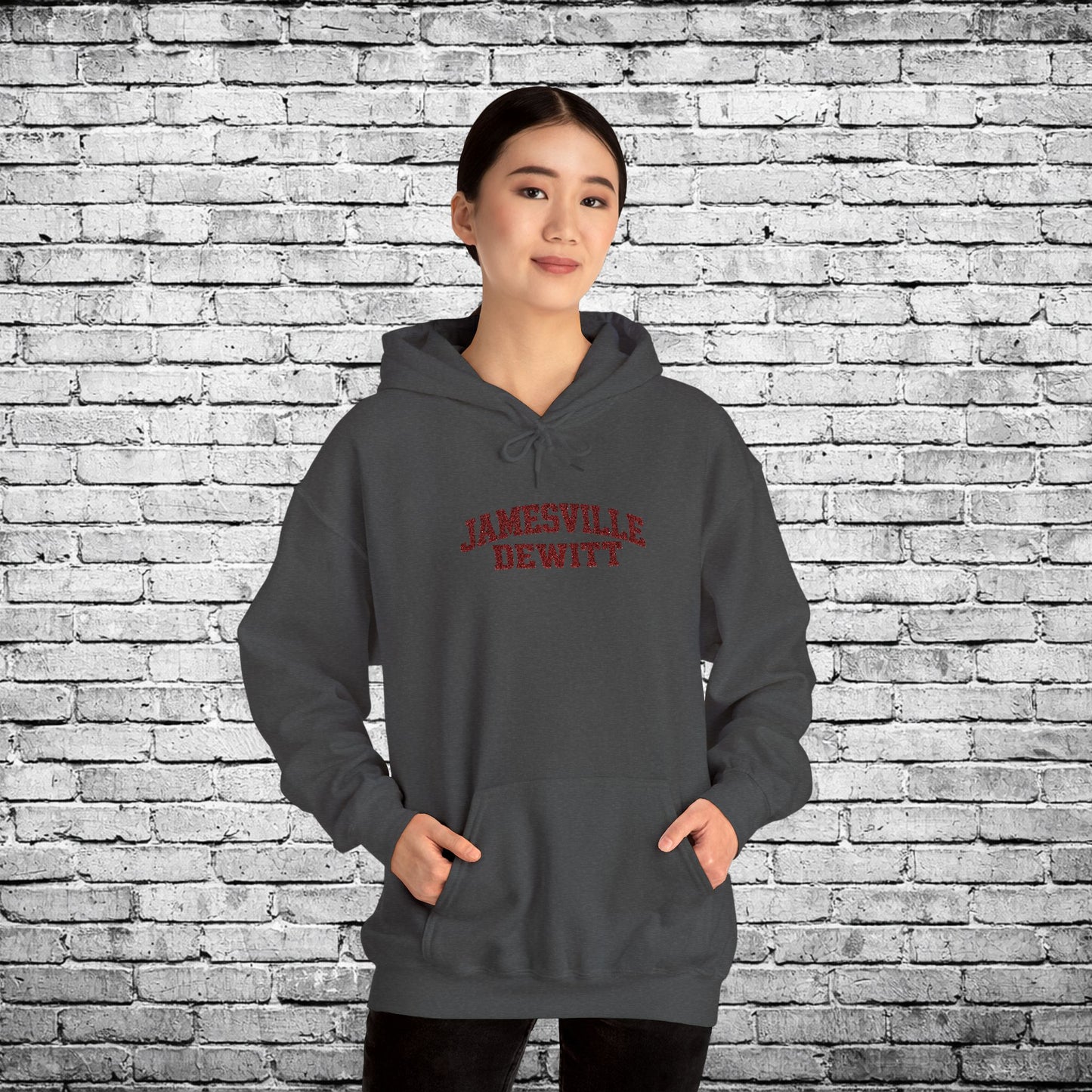 Jamesville Dewitt Red Embroidered Hoodie