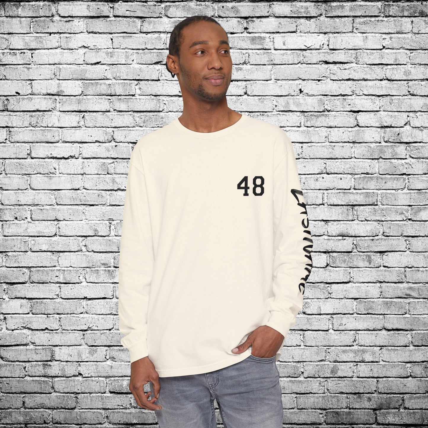Sports Zone Custom Name and Number (Black & White) Long Sleeve T - Comfort Colors