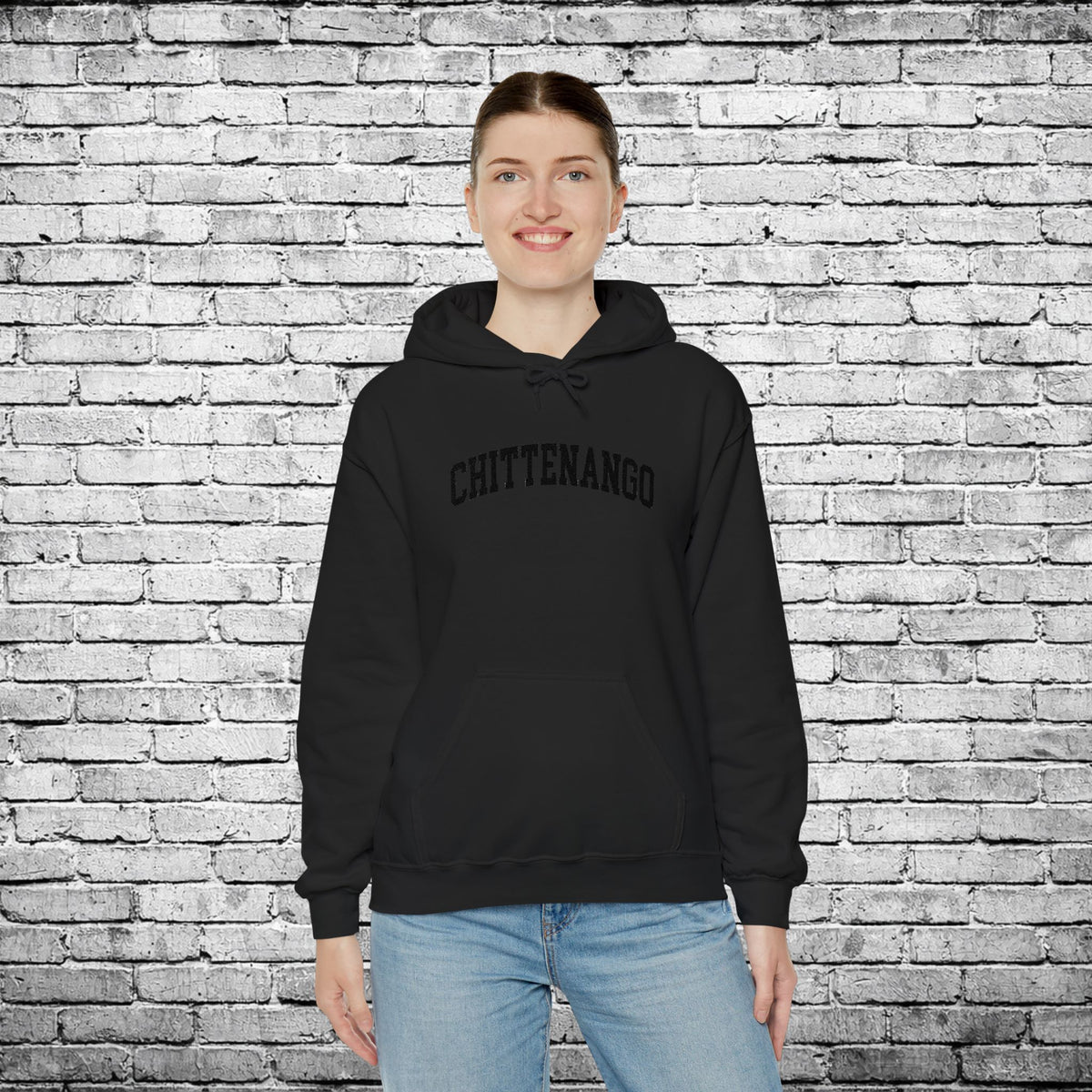 Chittenango Black Embroidered Hoodie