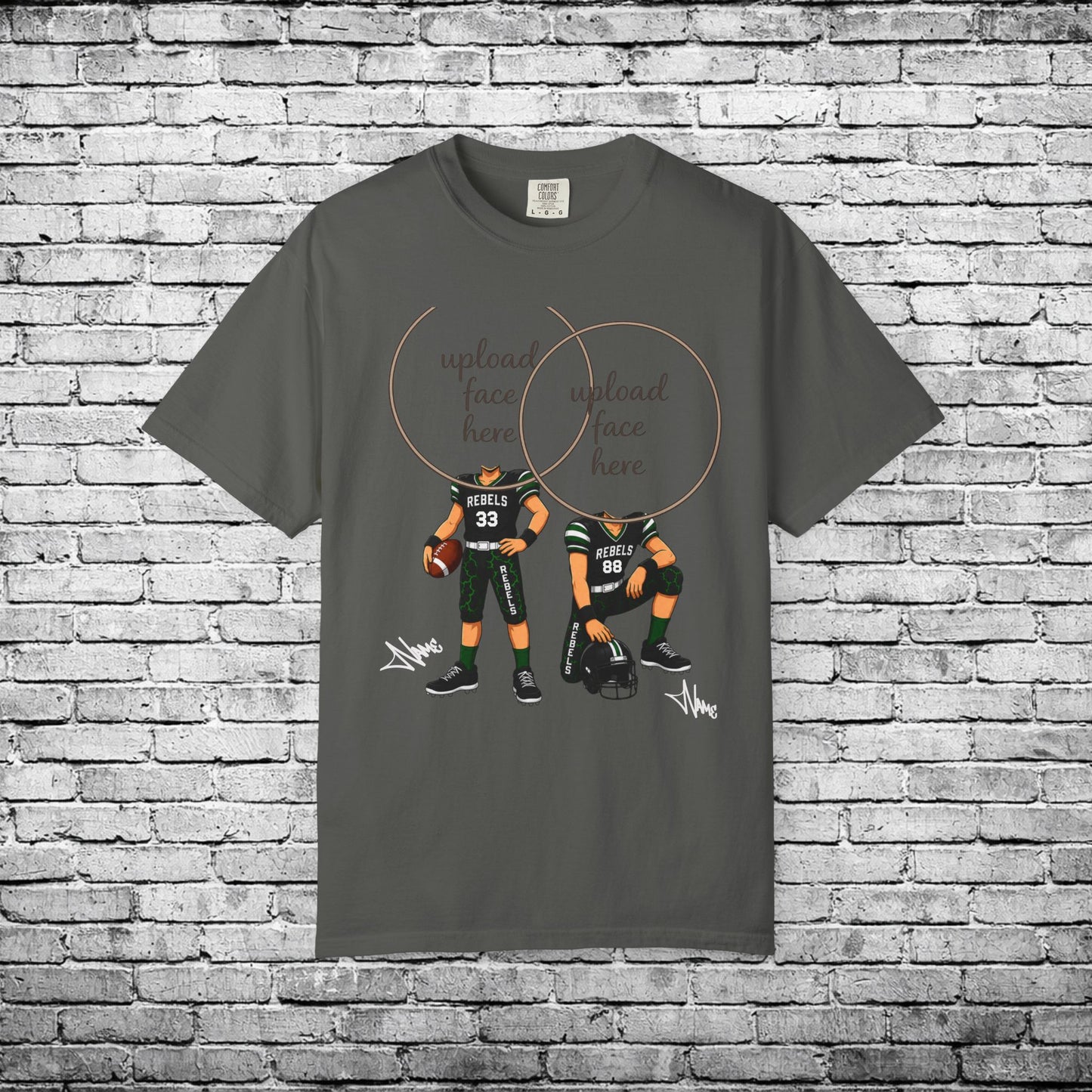 Rebels Football (Light Skin Tone) Two Player Custom Caricature T - Custom Colors Brand