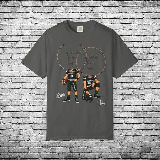 Rebels Football (Light Skin Tone) Two Player Custom Caricature T - Custom Colors Brand