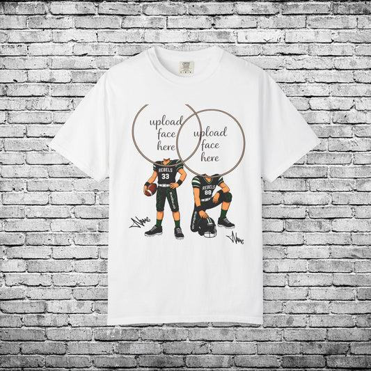 Rebels Football (Light Skin Tone) Two Player Custom Caricature T - Custom Colors Brand