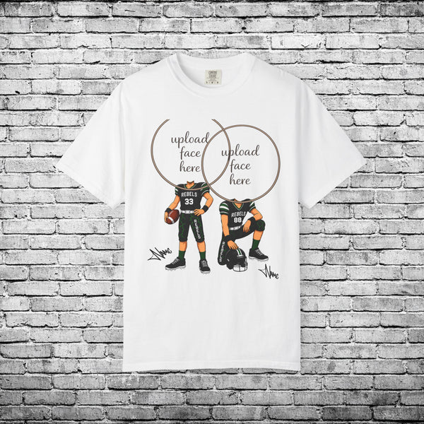 Rebels Football (Light Skin Tone) Two Player Custom Caricature T - Custom Colors Brand