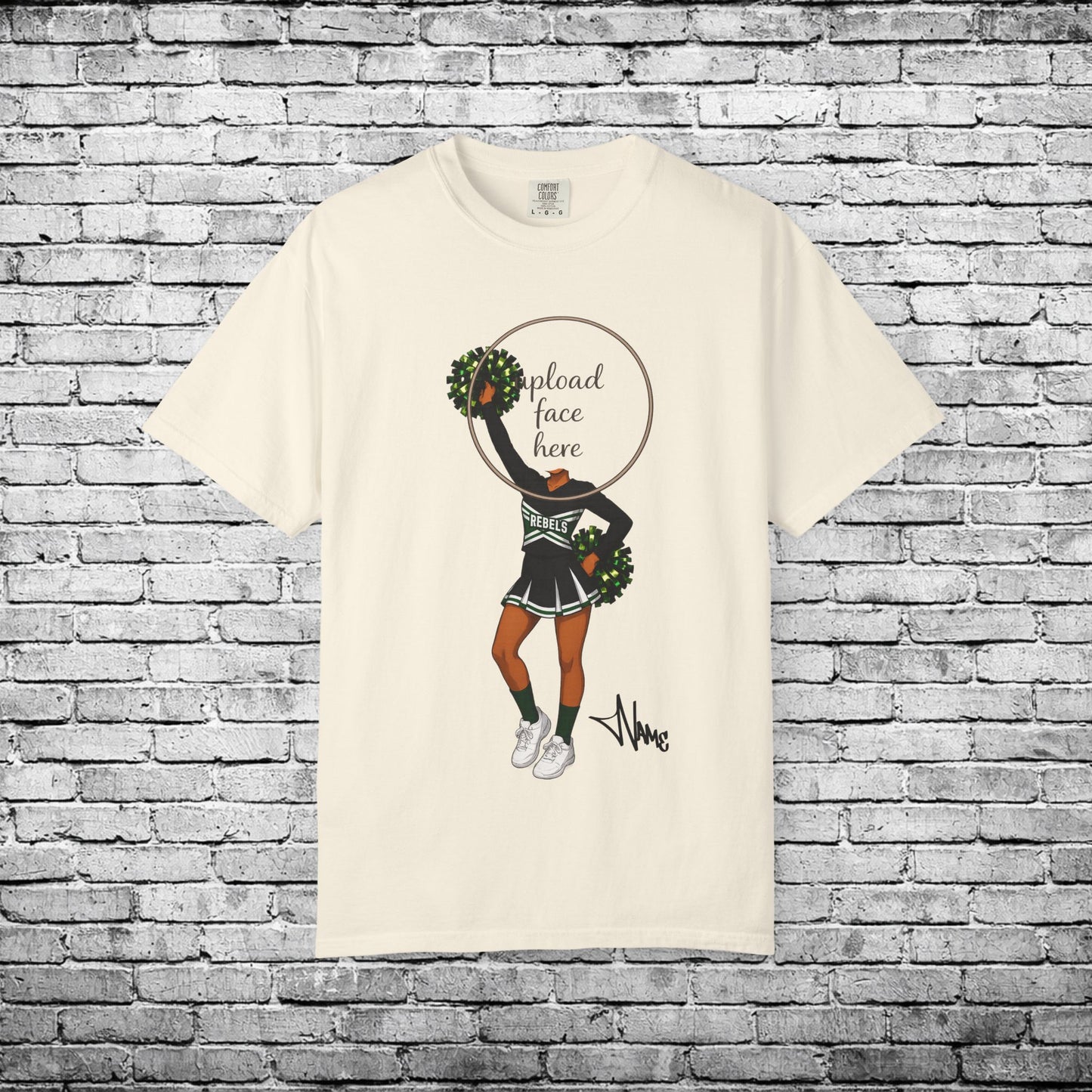 Rebels Cheerleader (Dark Skin Tone) Custom Caricature T - Custom Colors Brand