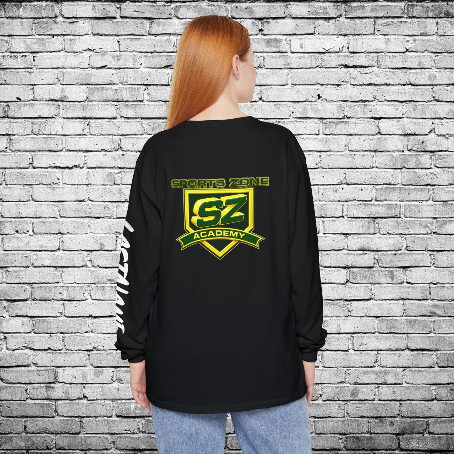 Sports Zone Custom Name and Number (Black & White) Long Sleeve T - Comfort Colors