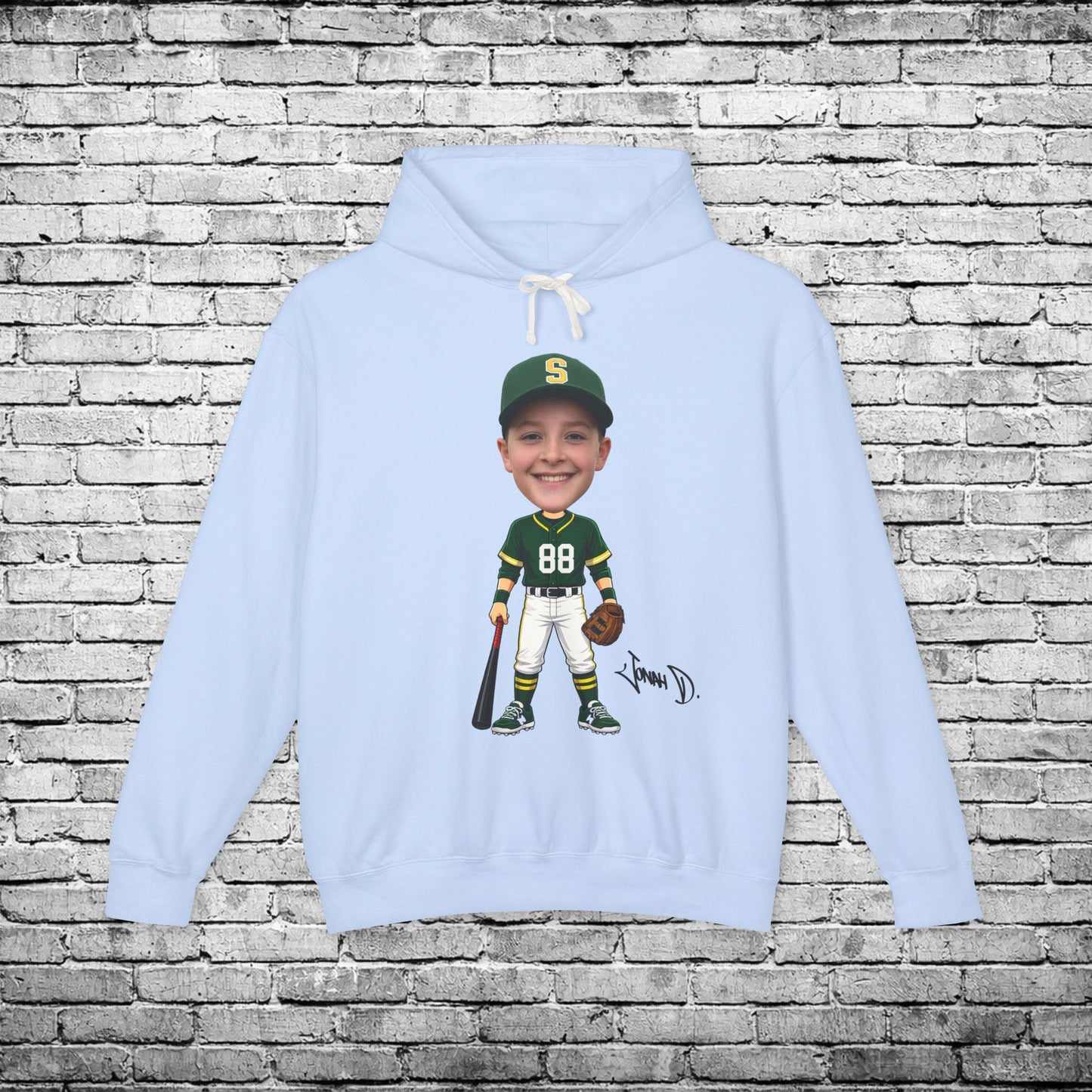 Zone Baseball Jonah Jonah (Light Skin Tone) Custom Caricature Hoodie