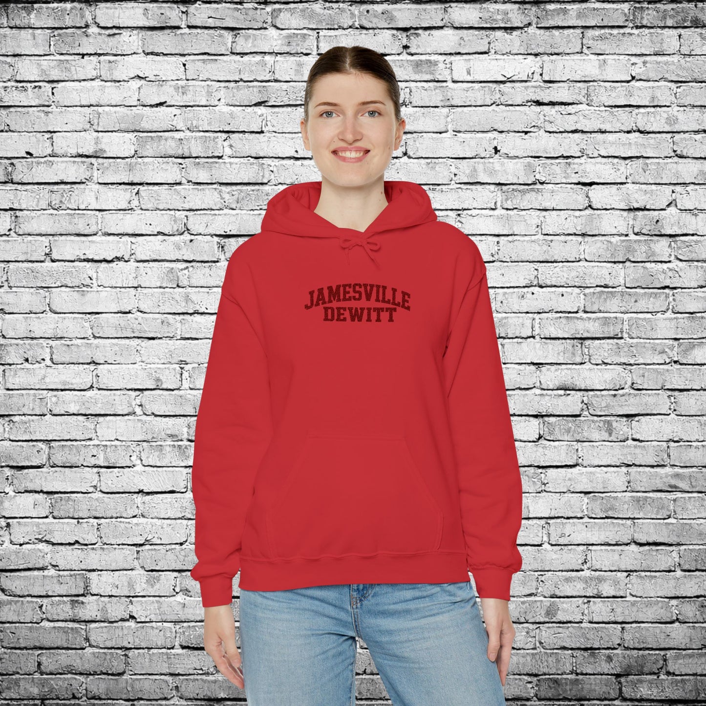 Jamesville Dewitt Red Embroidered Hoodie