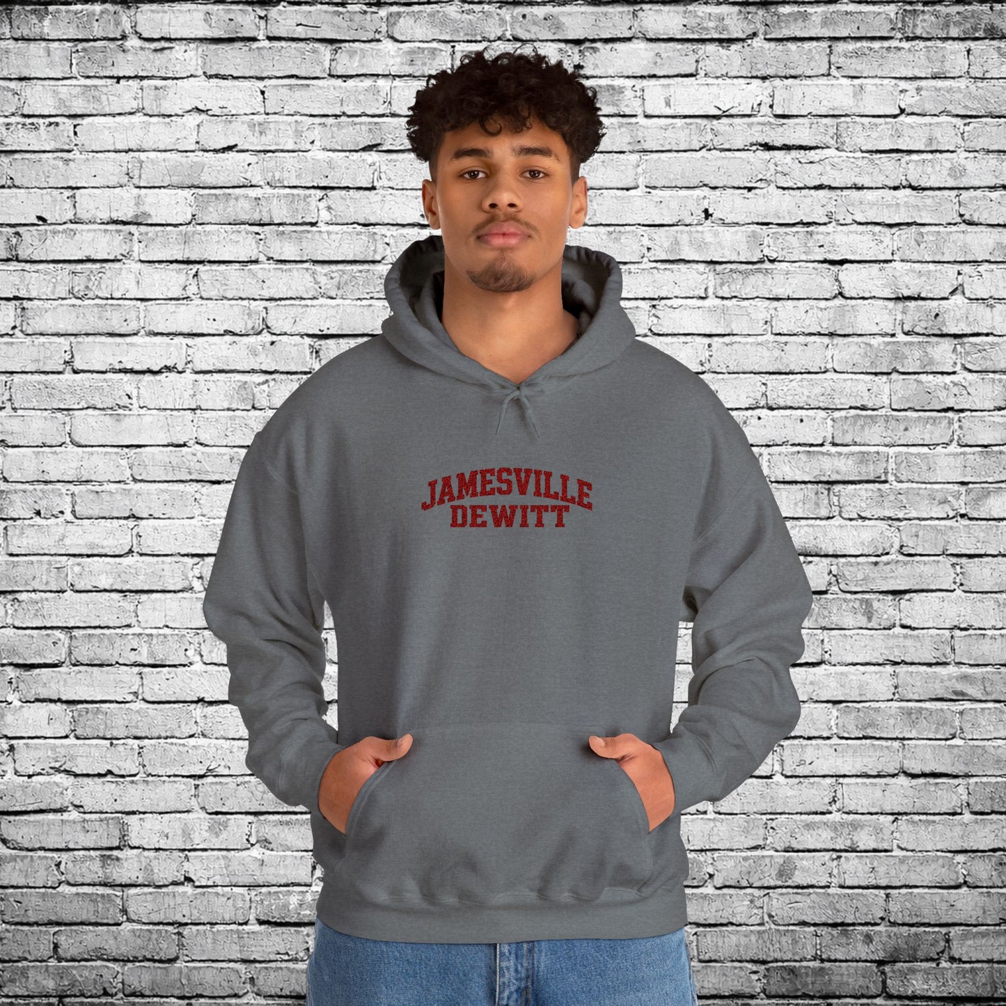 Jamesville Dewitt Red Embroidered Hoodie