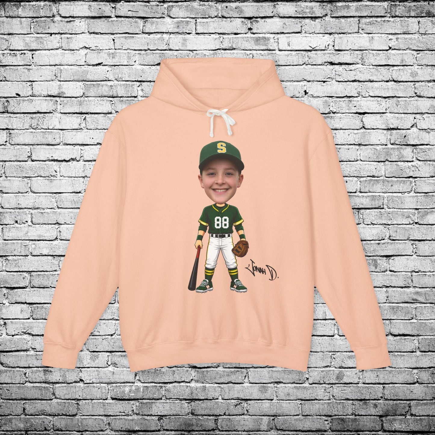 Zone Baseball Jonah Jonah (Light Skin Tone) Custom Caricature Hoodie