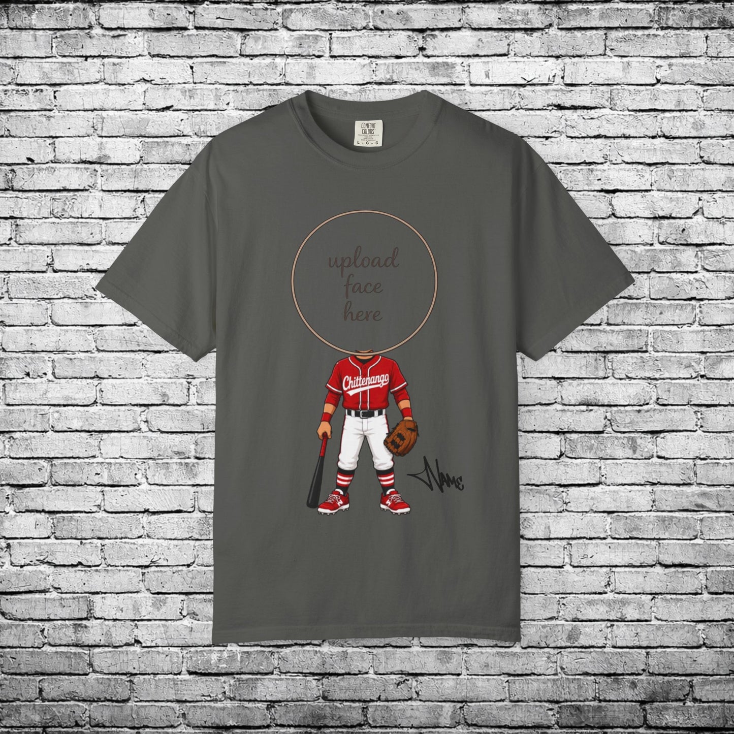 Chittenango Baseball (Medium Skin Tone) Custom Caricature T - Comfort Colors Brand