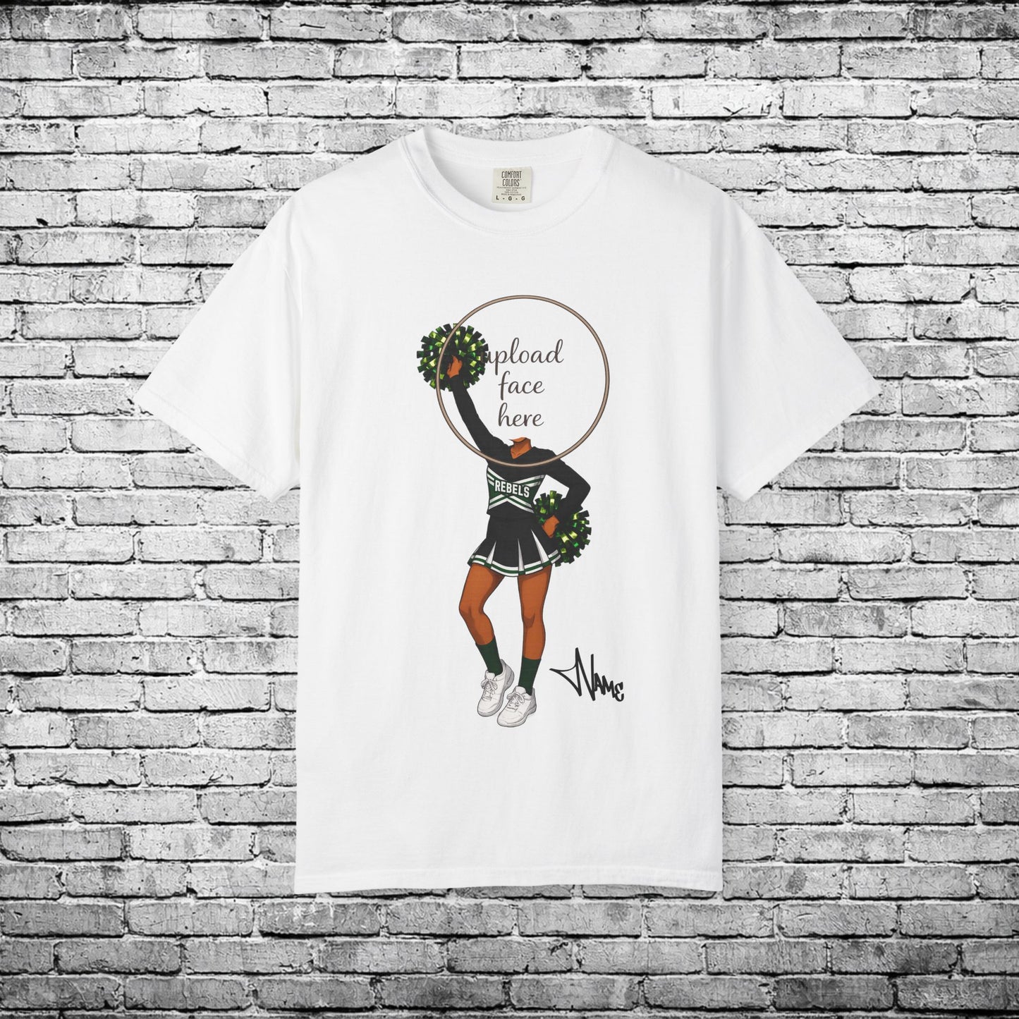 Rebels Cheerleader (Dark Skin Tone) Custom Caricature T - Custom Colors Brand