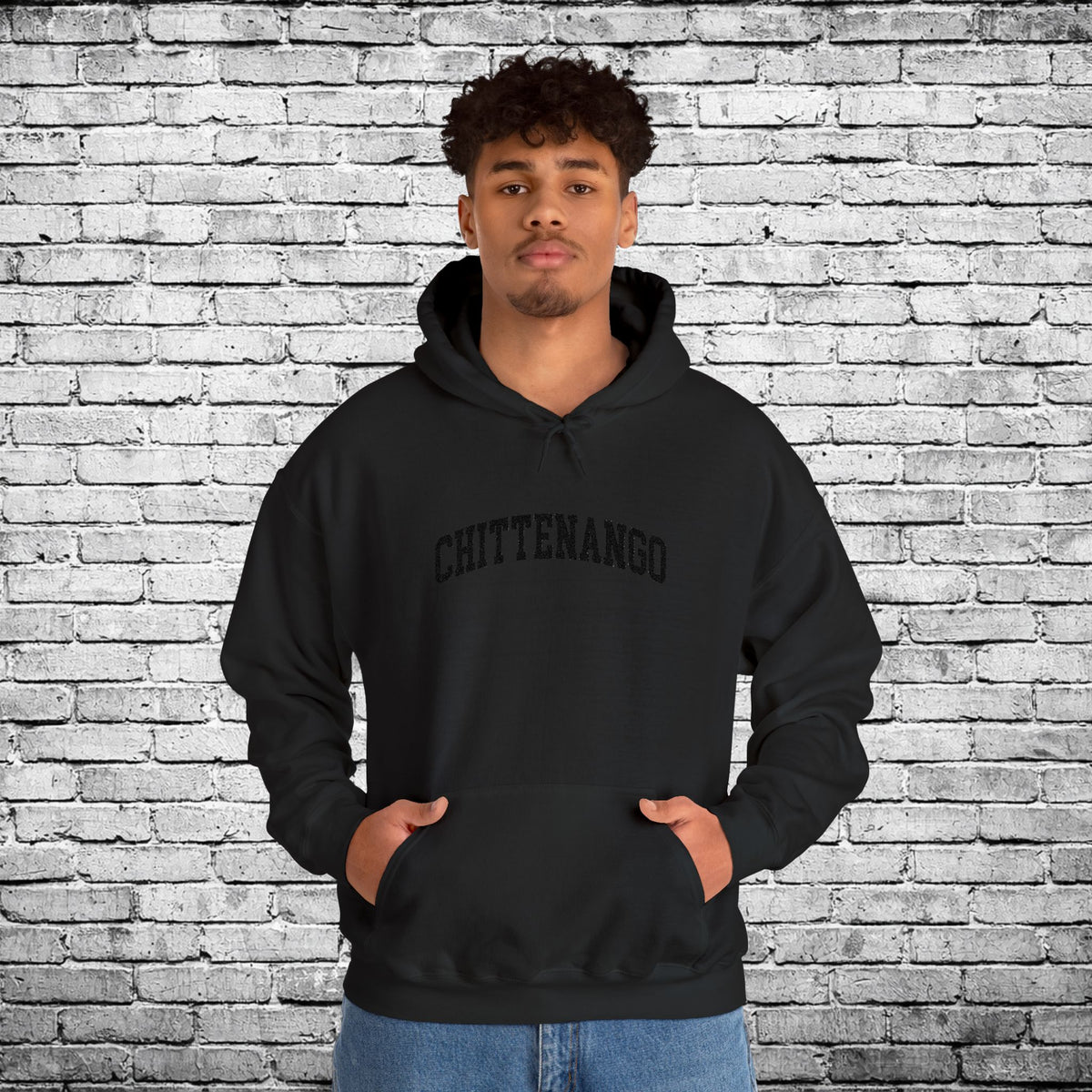 Chittenango Black Embroidered Hoodie