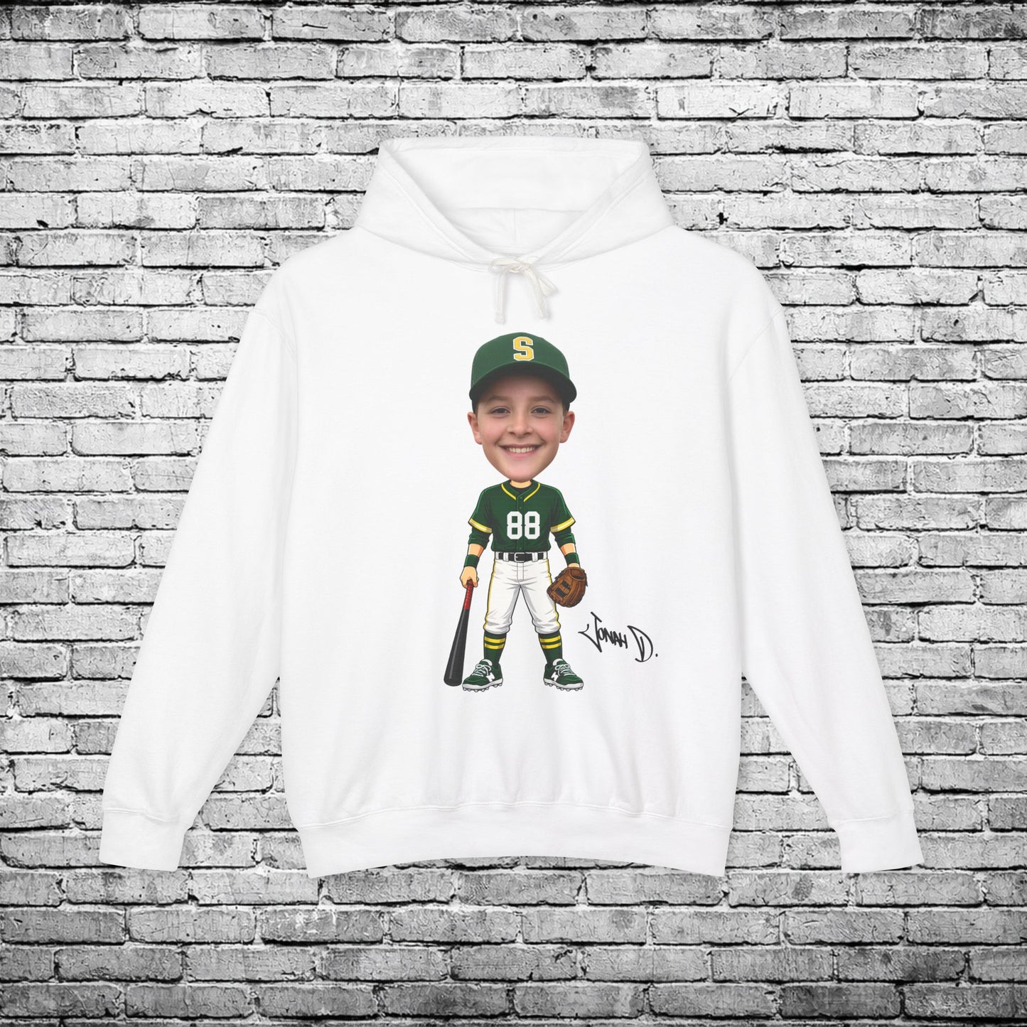 Zone Baseball Jonah Jonah (Light Skin Tone) Custom Caricature Hoodie