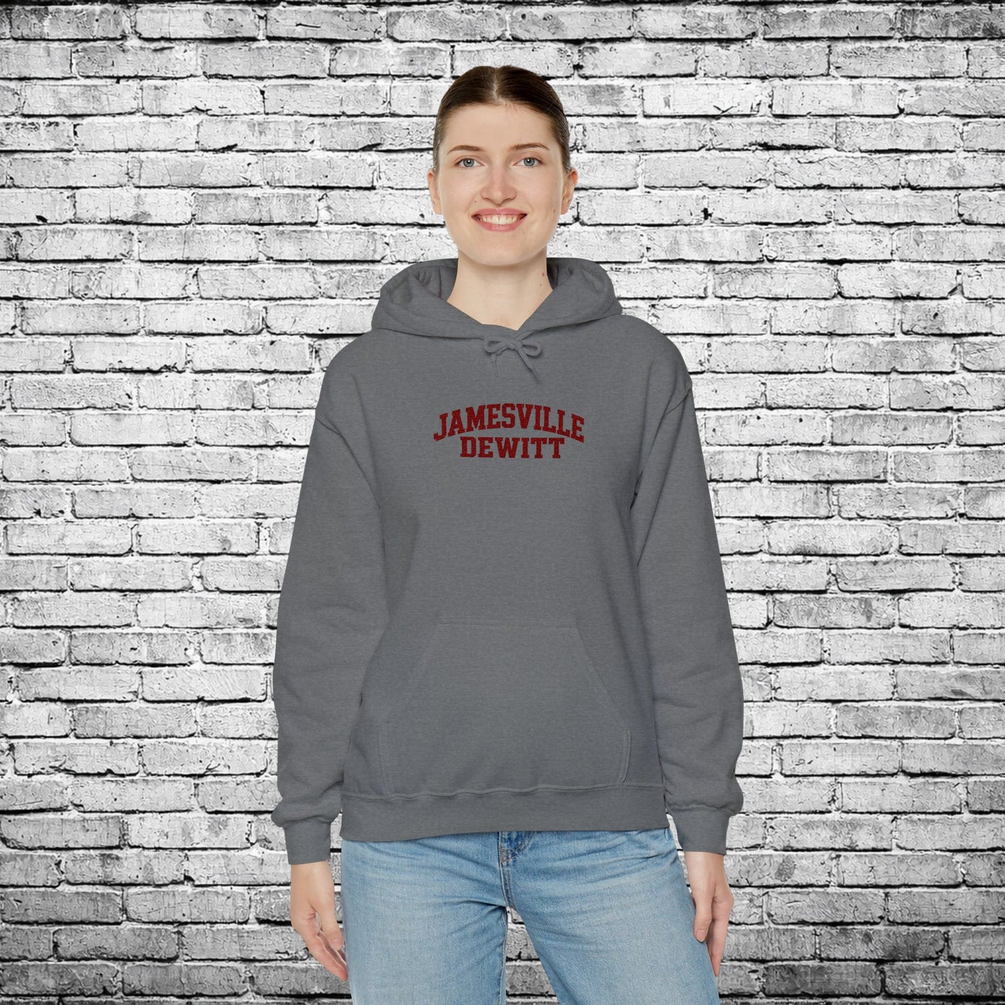 Jamesville Dewitt Red Embroidered Hoodie