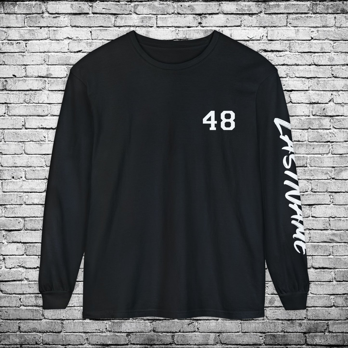 Sports Zone Custom Name and Number (Black & White) Long Sleeve T - Comfort Colors