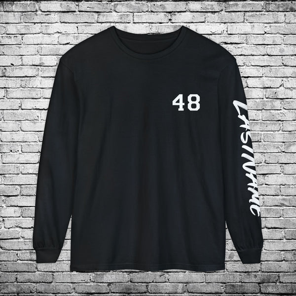 Sports Zone Custom Name and Number (Black & White) Long Sleeve T - Comfort Colors