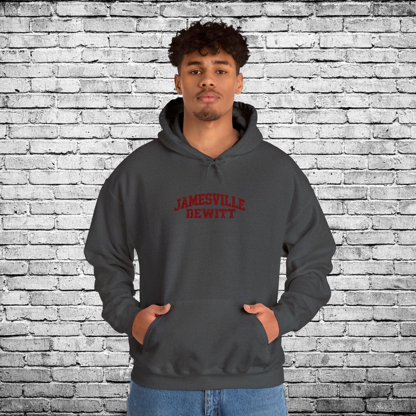 Jamesville Dewitt Red Embroidered Hoodie