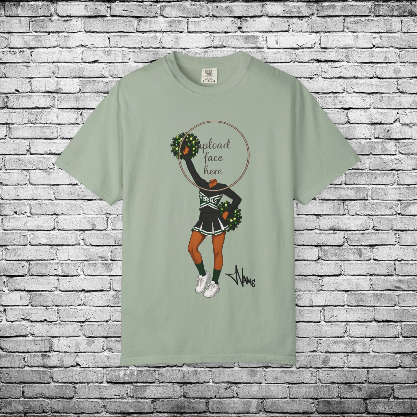 Rebels Cheerleader (Dark Skin Tone) Custom Caricature T - Custom Colors Brand