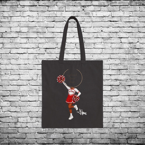 Chittenango Cheerleader (Dark Skin Tone) Custom Caricature Tote Bag