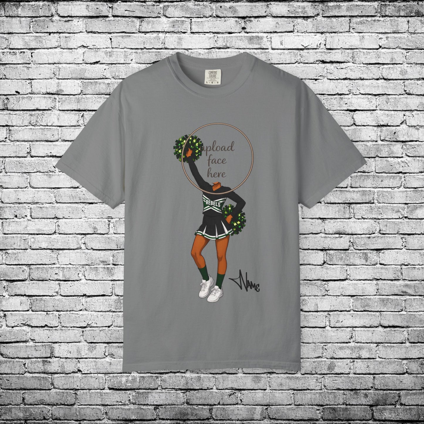 Rebels Cheerleader (Dark Skin Tone) Custom Caricature T - Custom Colors Brand